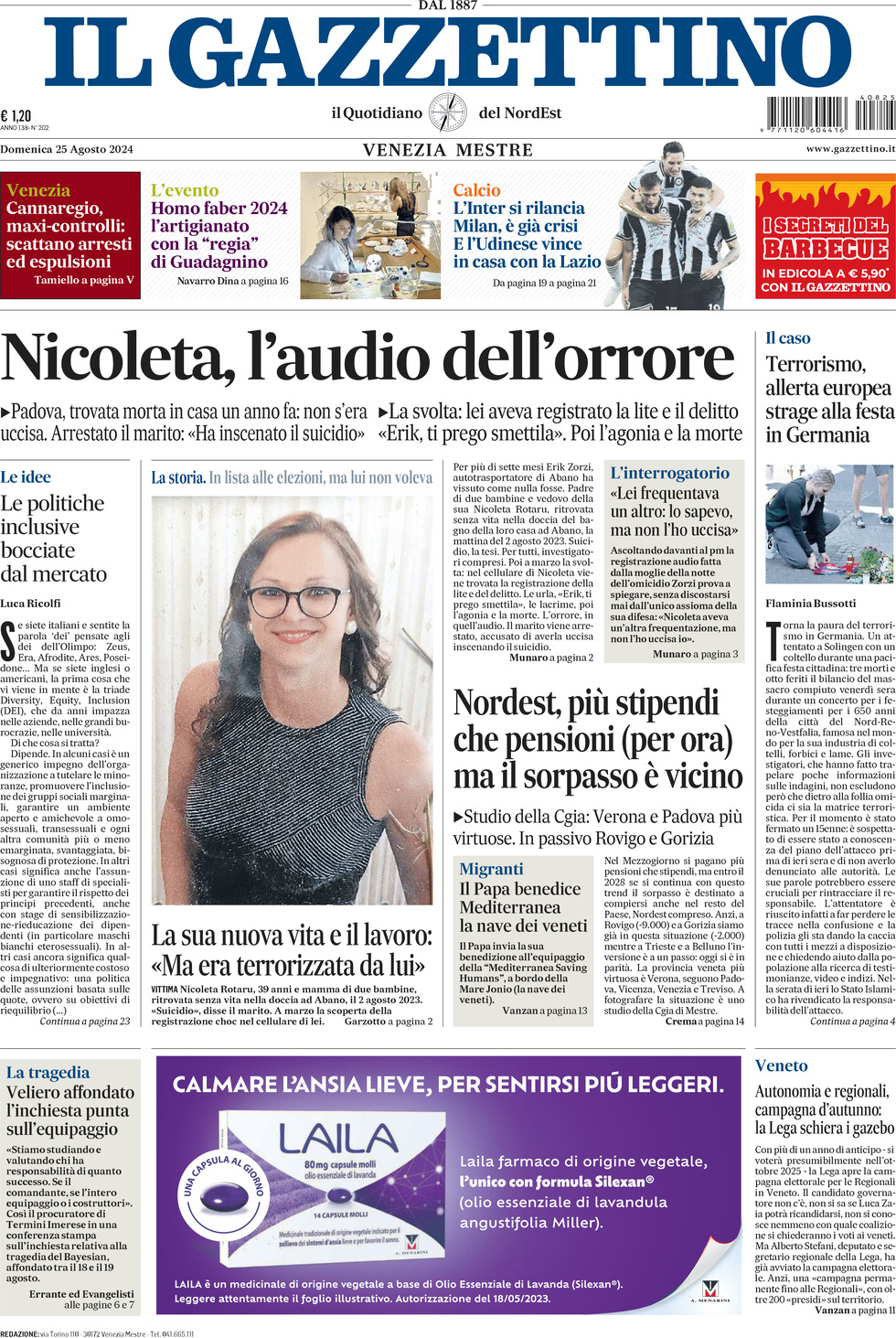 Prima-pagina-il-gazzettino-edizione-di-oggi-25-08-2024