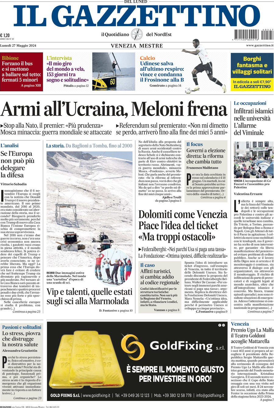 Prima-pagina-il-gazzettino-edizione-di-oggi-27-05-2024