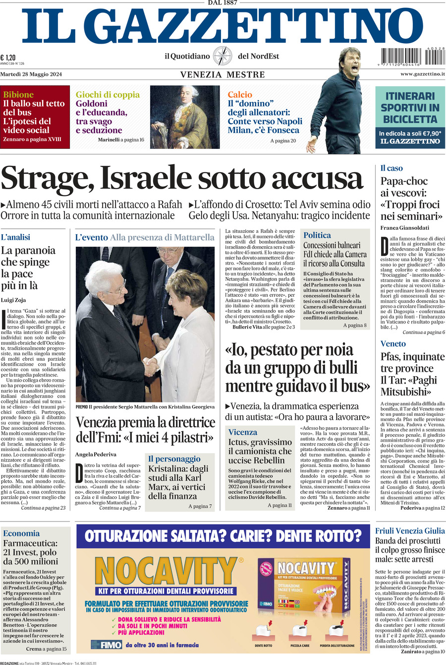 Prima-pagina-il-gazzettino-edizione-di-oggi-28-05-2024