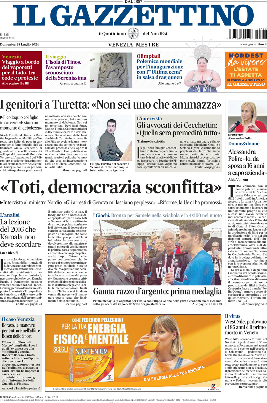 Prima-pagina-il-gazzettino-edizione-di-oggi-28-07-2024