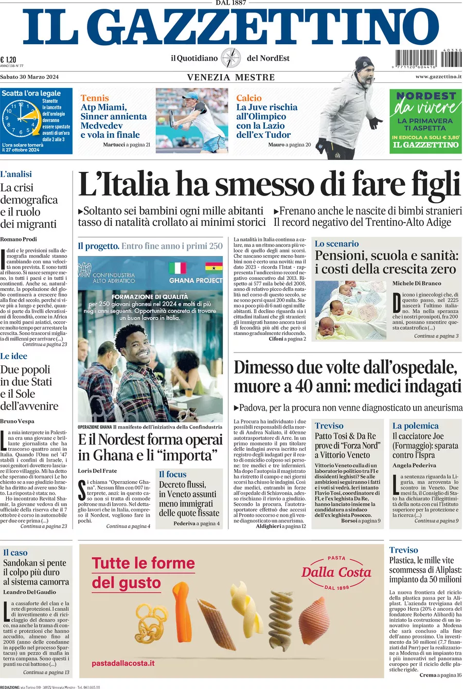 Prima-pagina-il-gazzettino-edizione-di-oggi-30-03-2024