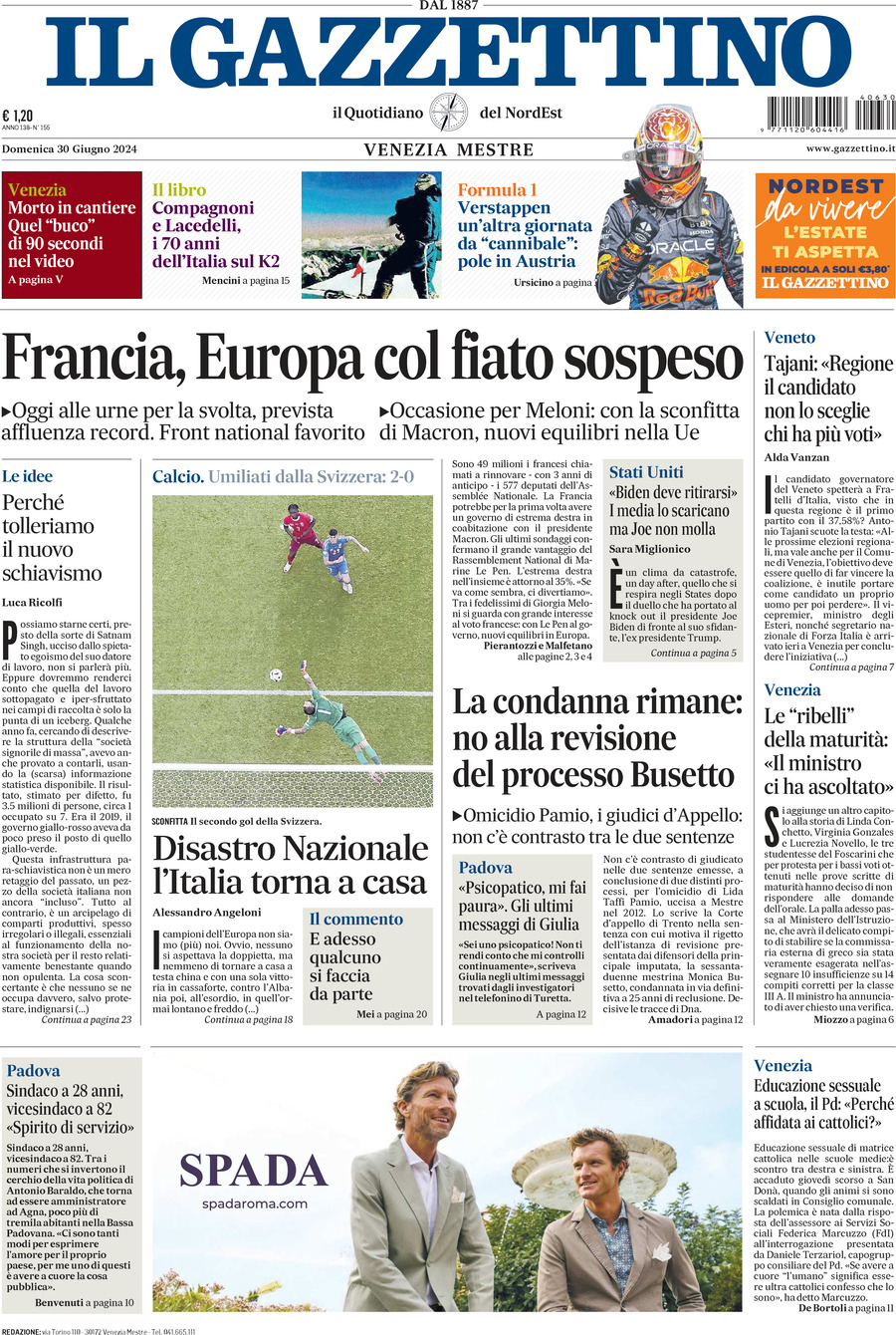 Prima-pagina-il-gazzettino-edizione-di-oggi-30-06-2024