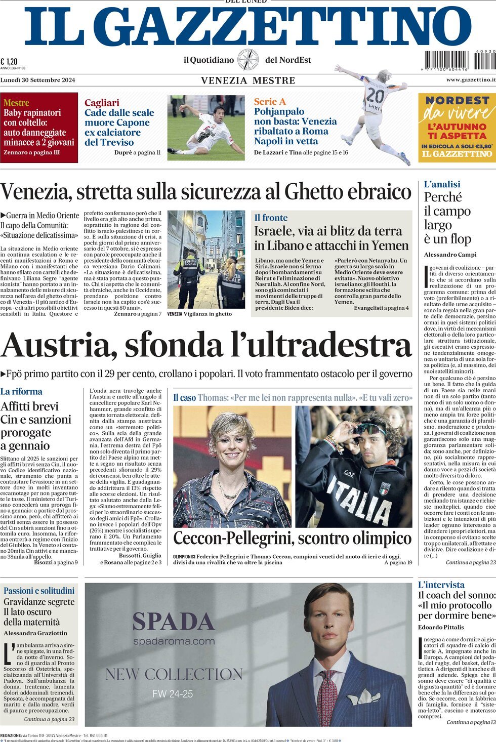 Prima-pagina-il-gazzettino-edizione-di-oggi-30-09-2024