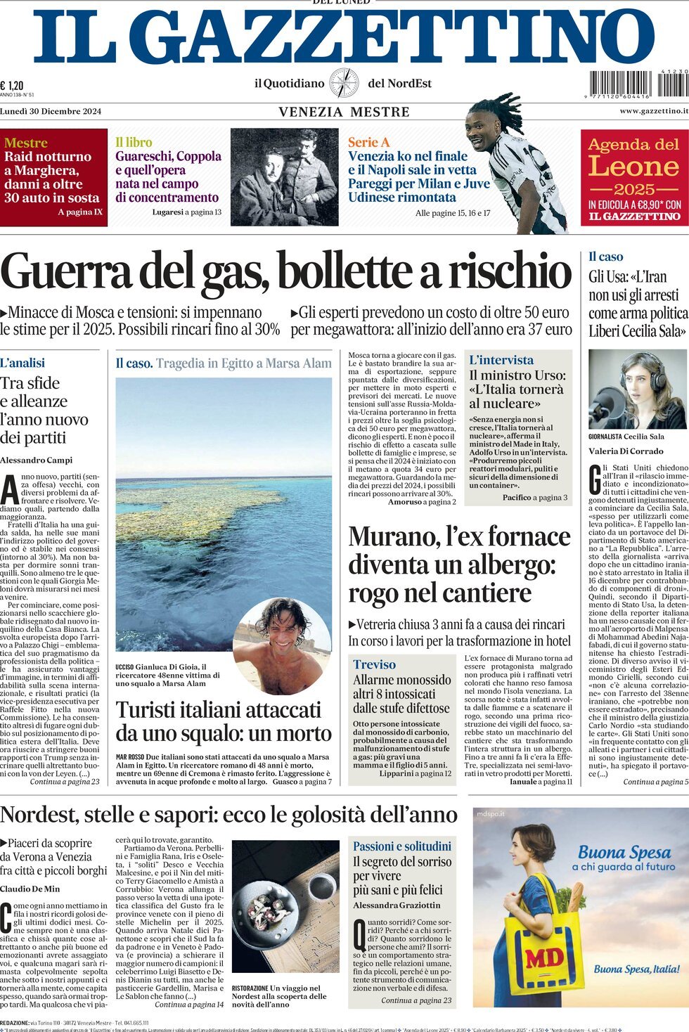 Prima-pagina-il-gazzettino-edizione-di-oggi-30-12-2024