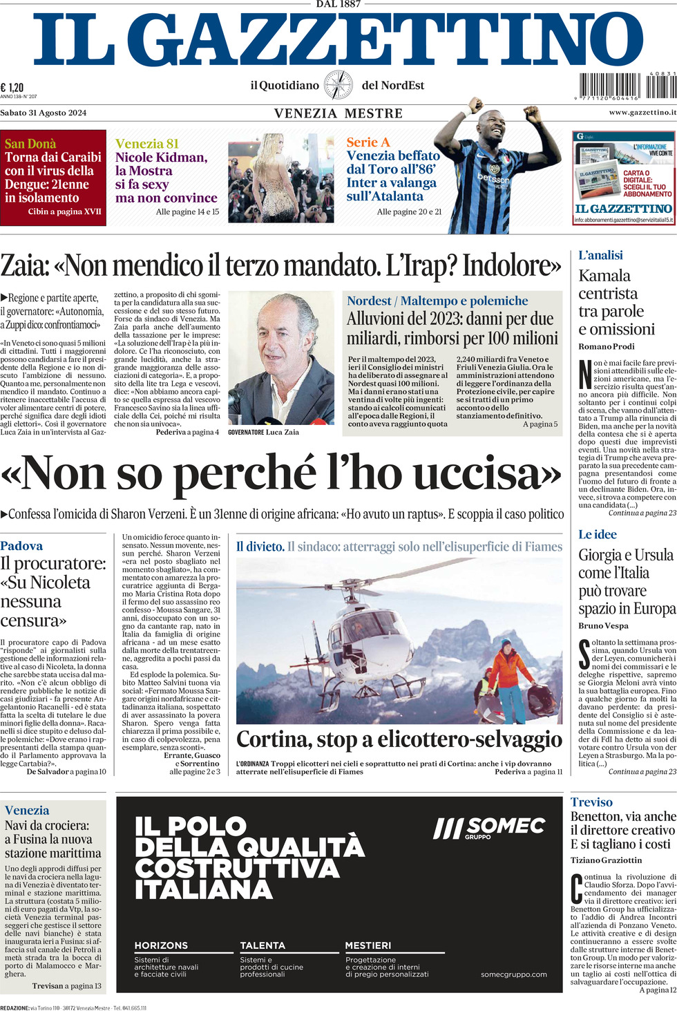 Prima-pagina-il-gazzettino-edizione-di-oggi-31-08-2024