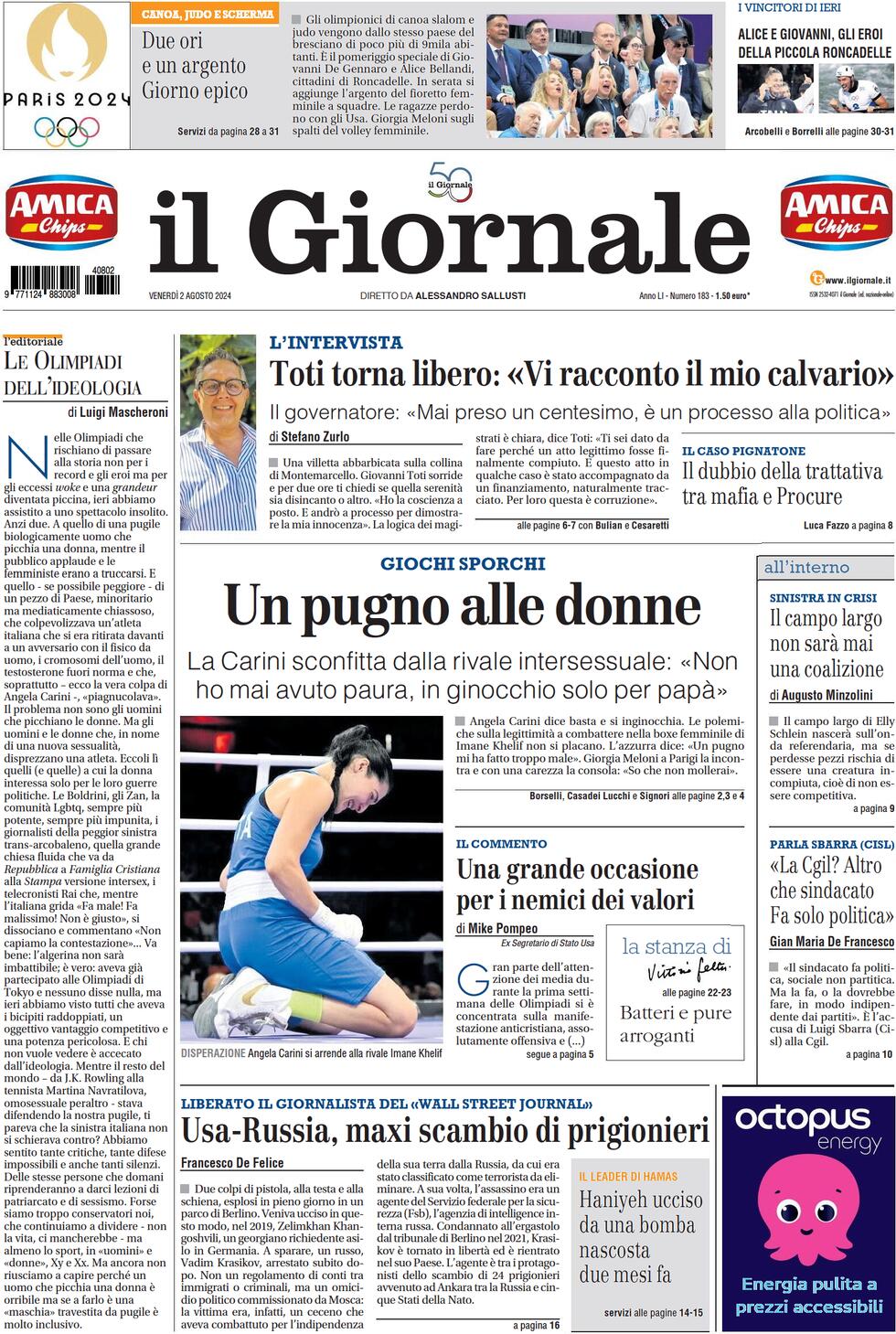 Prima-pagina-libero-edizione-di-oggi-02-08-2024