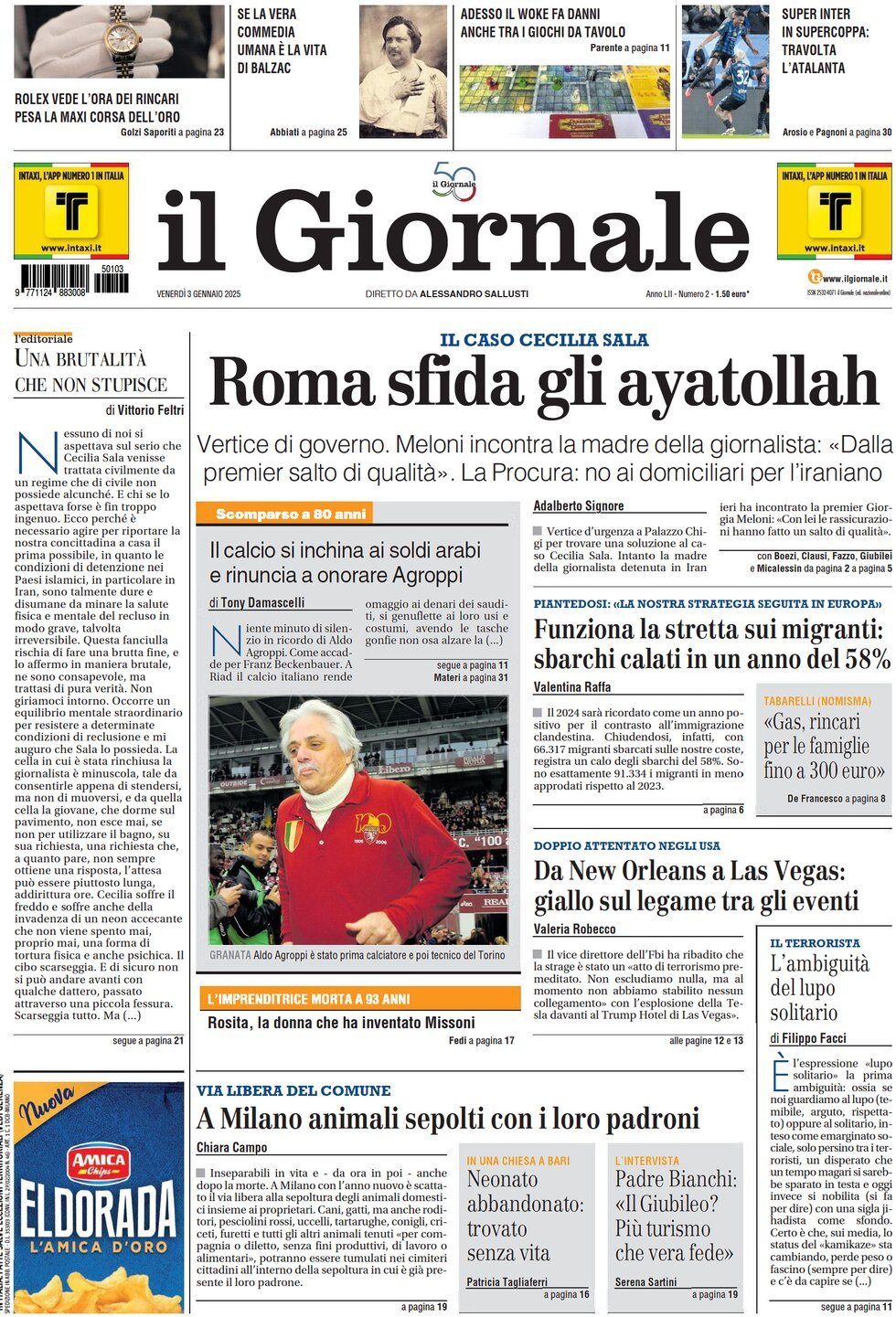 Prima-pagina-libero-edizione-di-oggi-03-01-2025