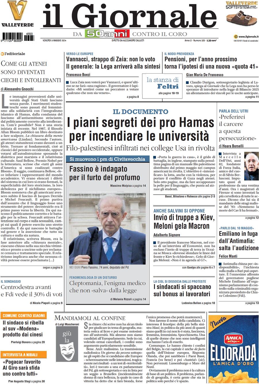 Prima-pagina-libero-edizione-di-oggi-03-05-2024