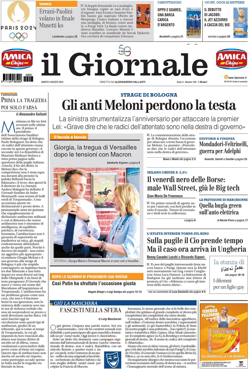 Prima-pagina-libero-edizione-di-oggi-03-08-2024