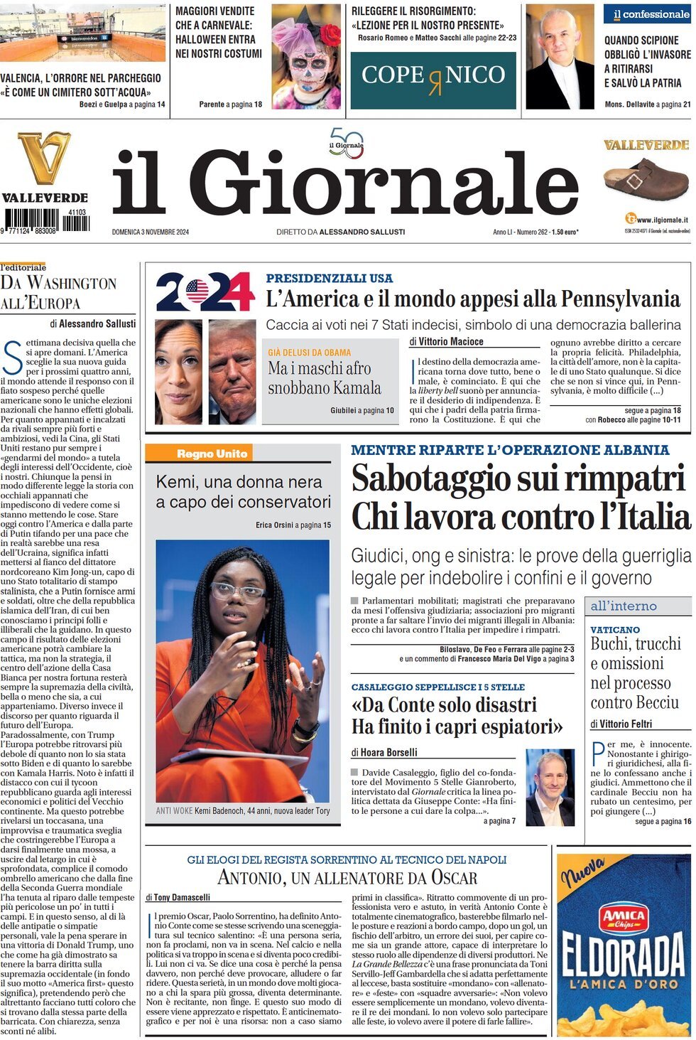 Prima-pagina-libero-edizione-di-oggi-03-11-2024