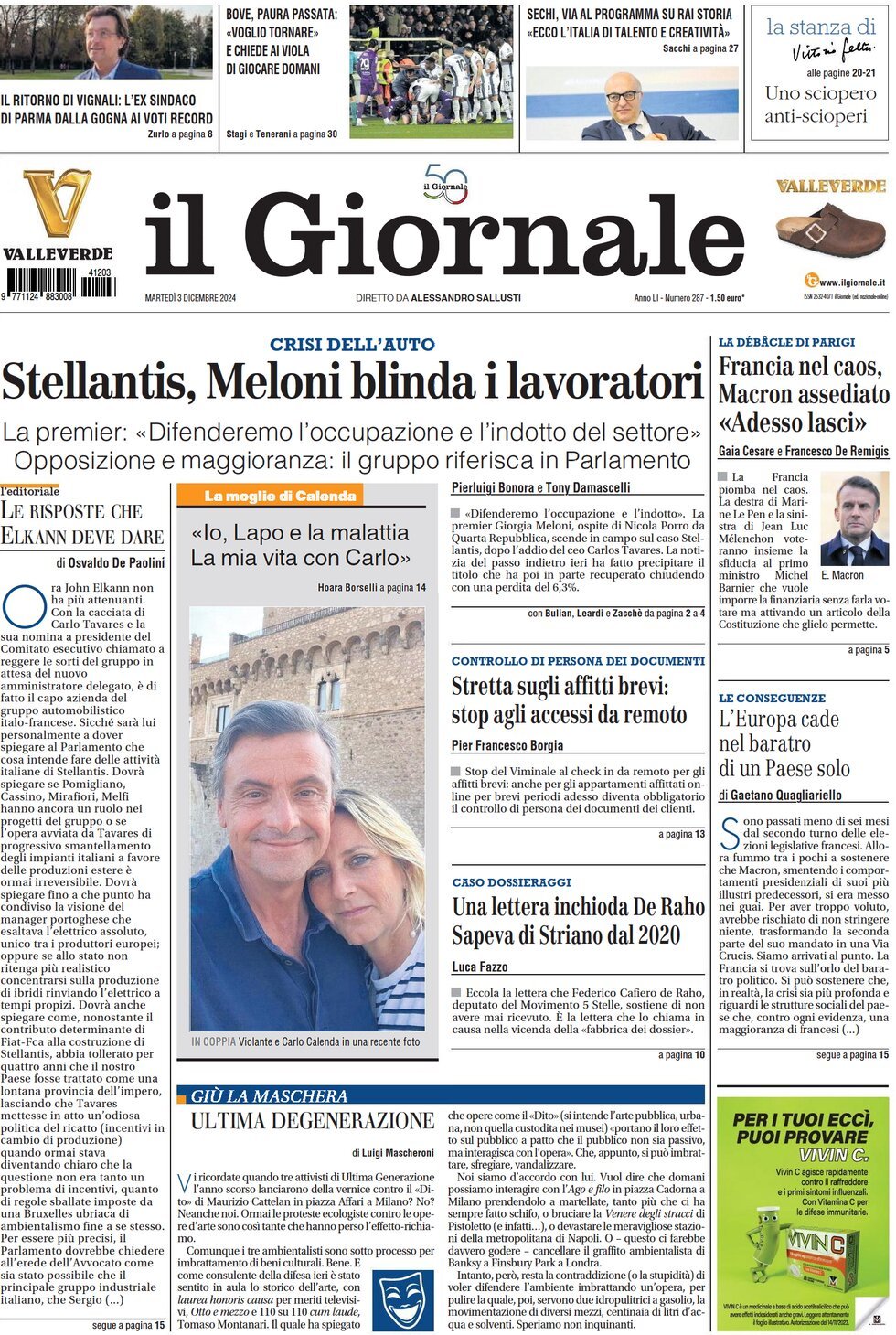 Prima-pagina-libero-edizione-di-oggi-03-12-2024