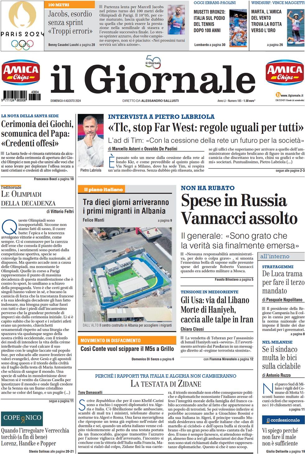 Prima-pagina-libero-edizione-di-oggi-04-08-2024