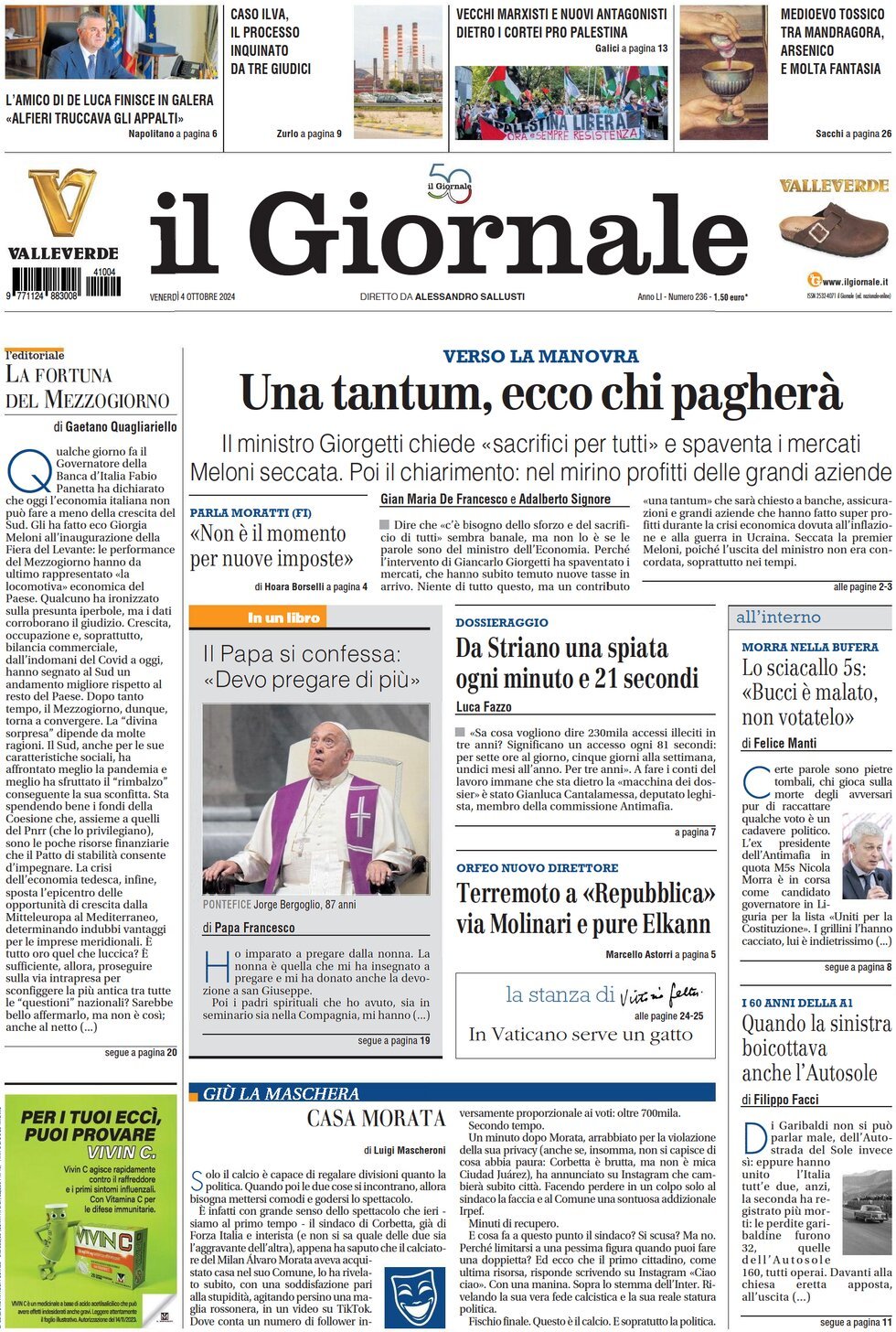 Prima-pagina-libero-edizione-di-oggi-04-10-2024