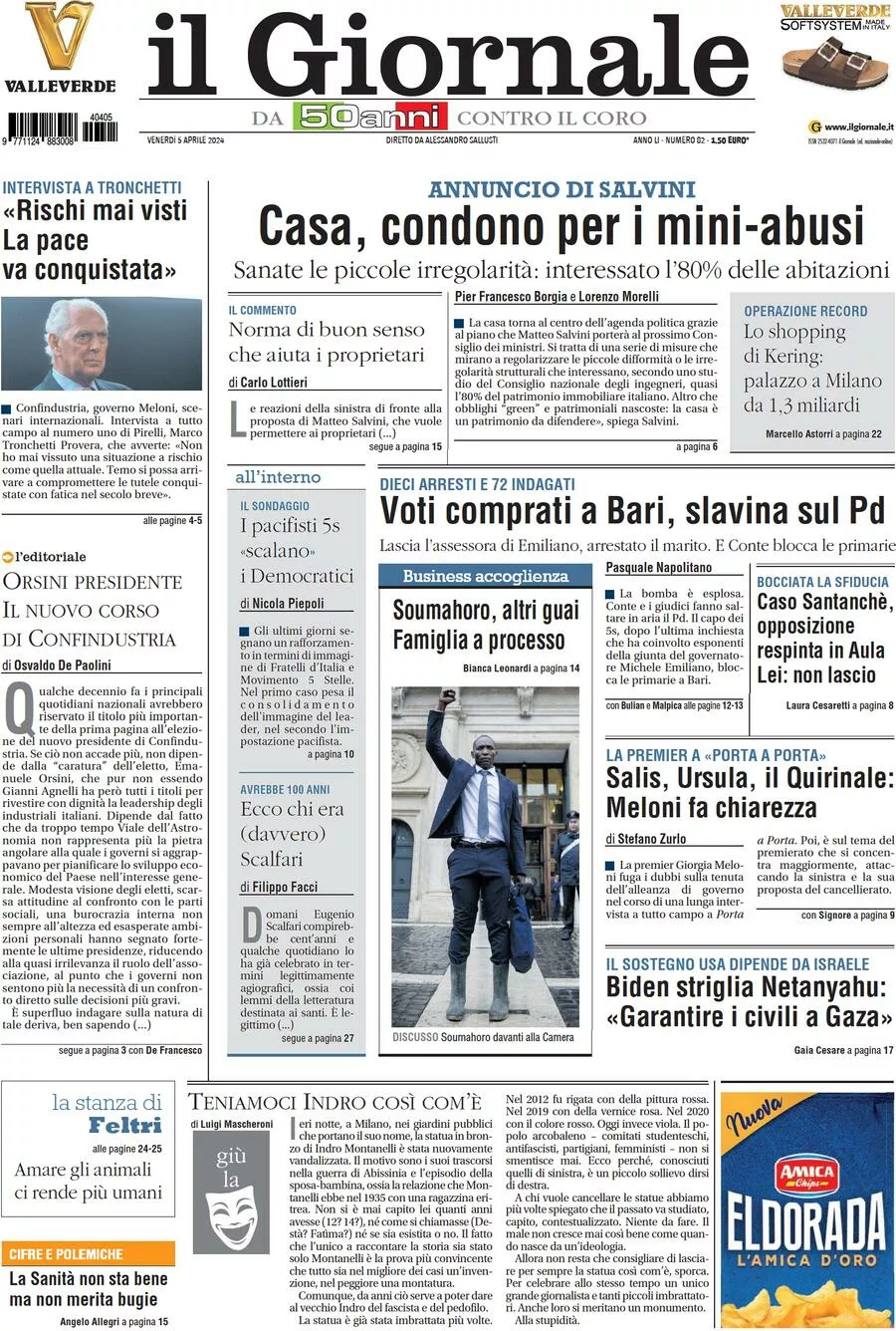 Prima-pagina-libero-edizione-di-oggi-05-04-2024