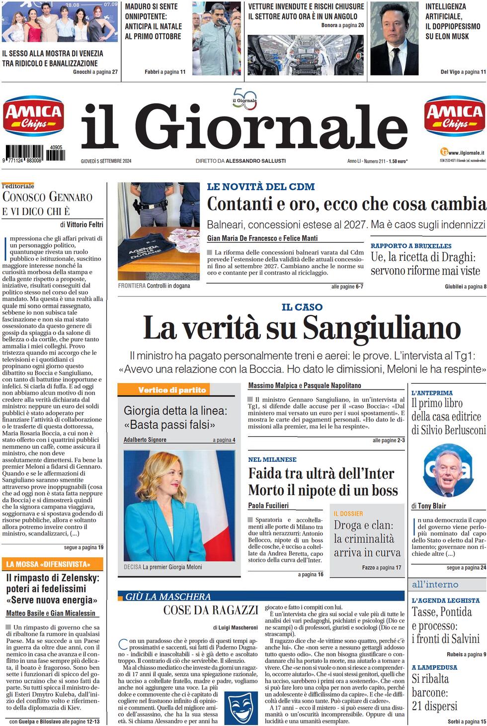 Prima-pagina-libero-edizione-di-oggi-05-09-2024