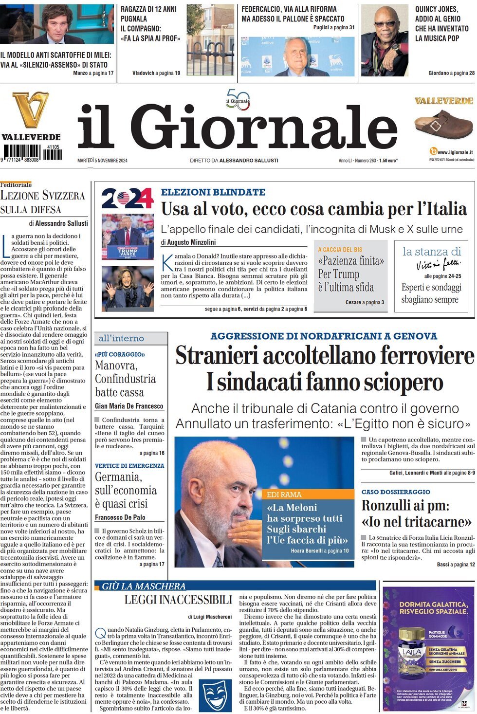 Prima-pagina-libero-edizione-di-oggi-05-11-2024