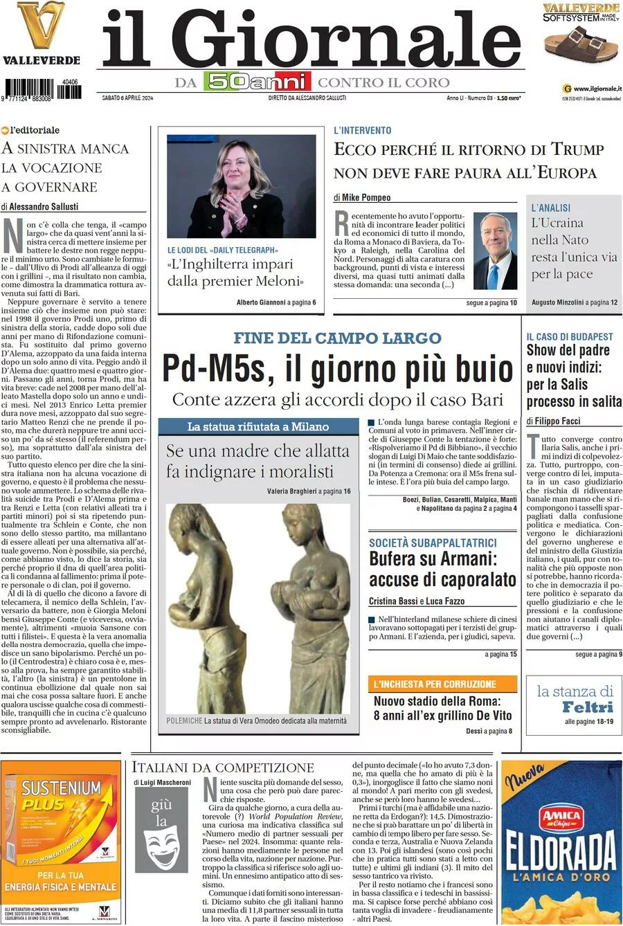 Prima-pagina-libero-edizione-di-oggi-06-04-2024