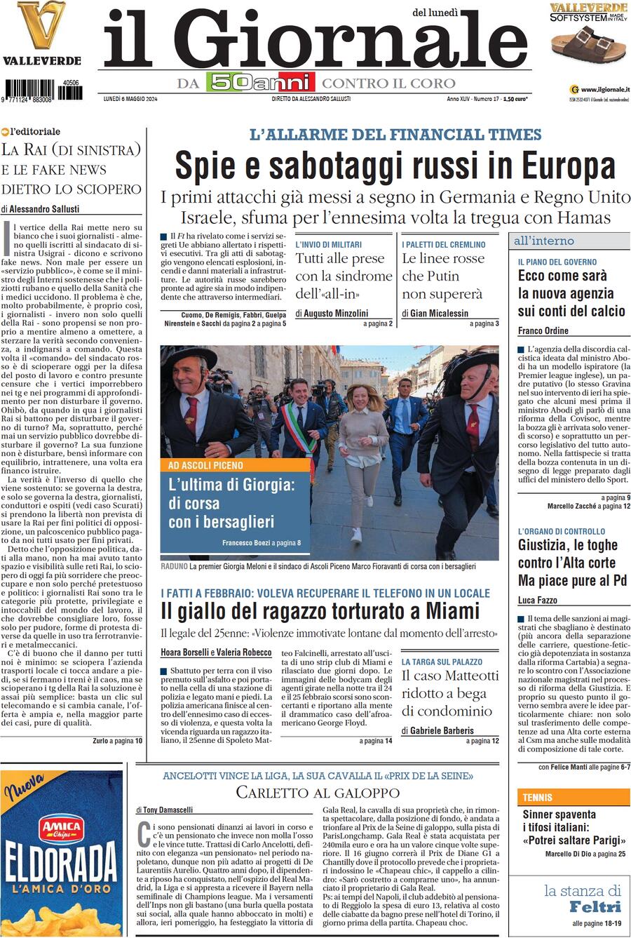 Prima-pagina-libero-edizione-di-oggi-06-05-2024