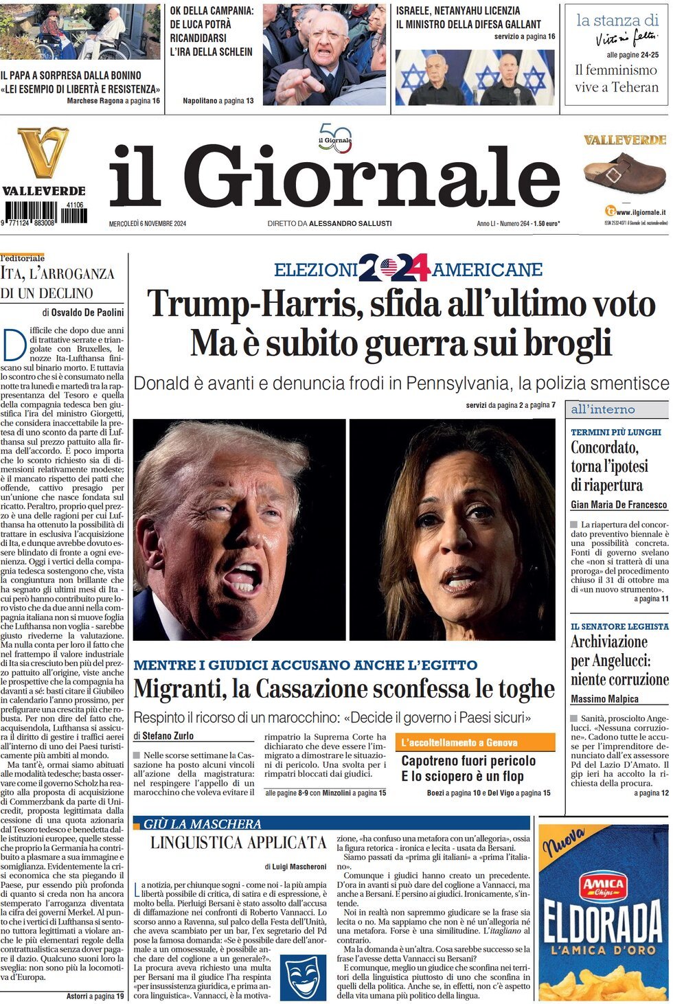 Prima-pagina-libero-edizione-di-oggi-06-11-2024