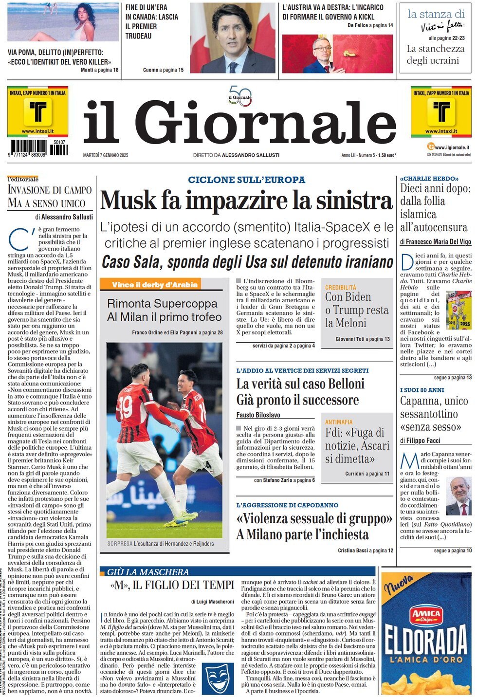 Prima-pagina-libero-edizione-di-oggi-07-01-2025