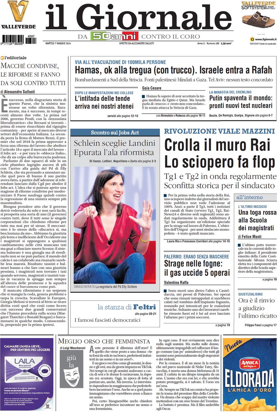 Prima-pagina-libero-edizione-di-oggi-07-05-2024