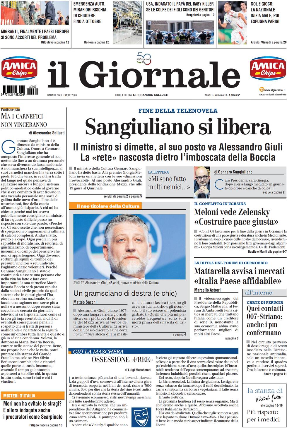 Prima-pagina-libero-edizione-di-oggi-07-09-2024