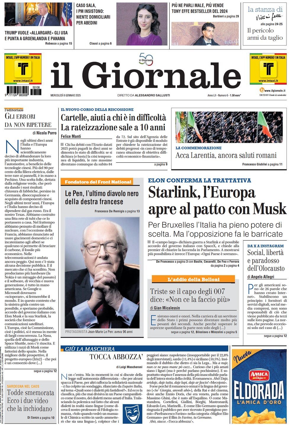 Prima-pagina-libero-edizione-di-oggi-08-01-2025