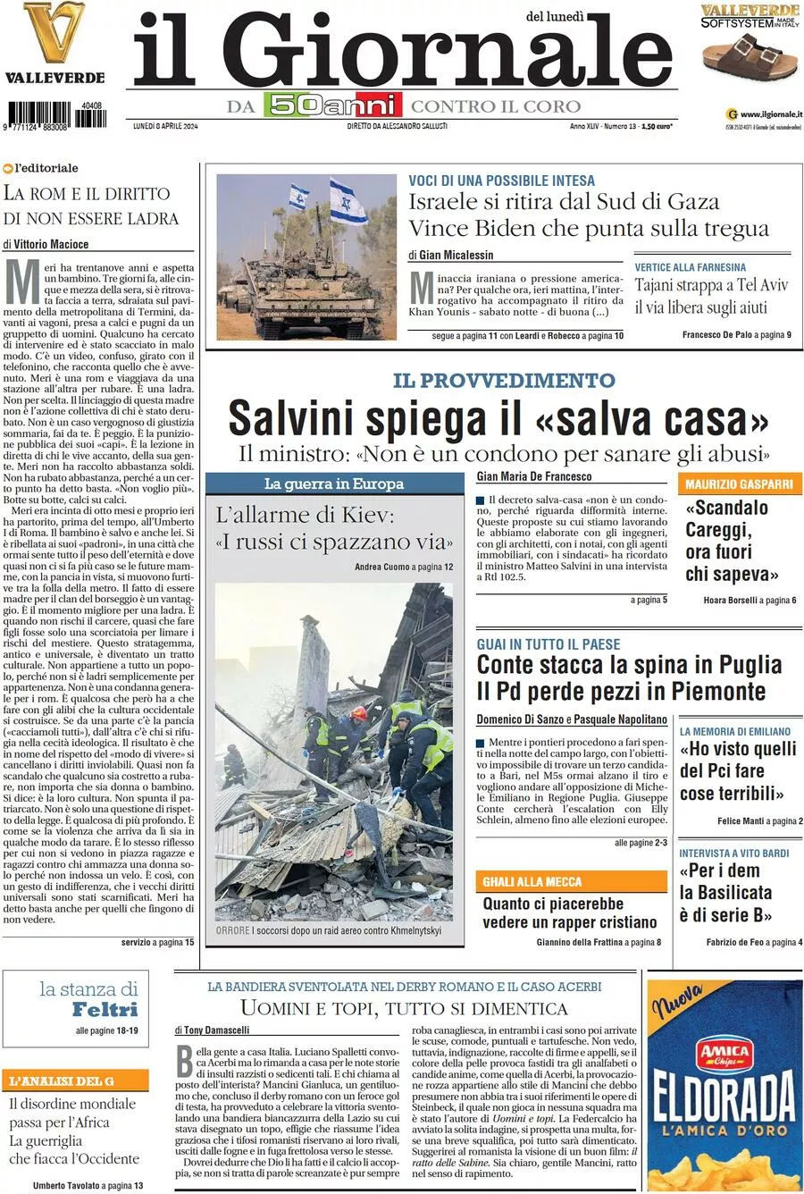 Prima-pagina-libero-edizione-di-oggi-08-04-2024