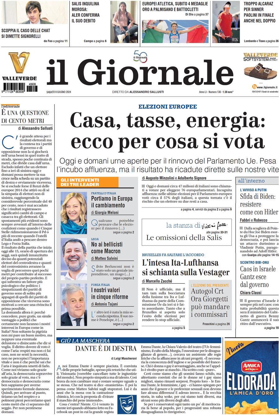 Prima-pagina-libero-edizione-di-oggi-08-06-2024