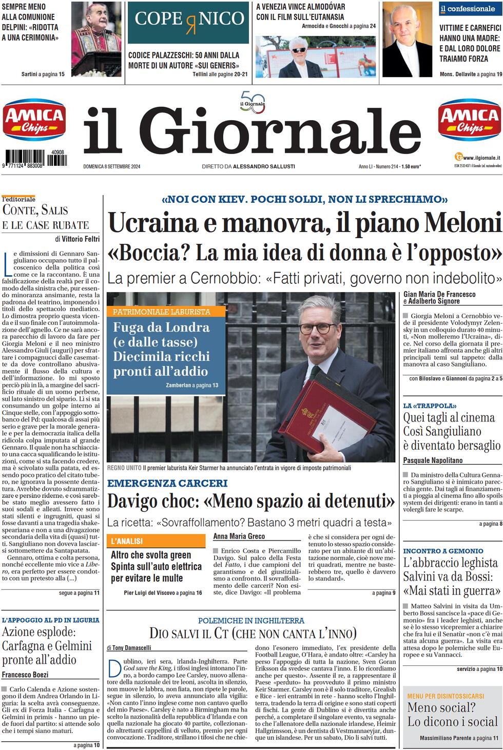 Prima-pagina-libero-edizione-di-oggi-08-09-2024