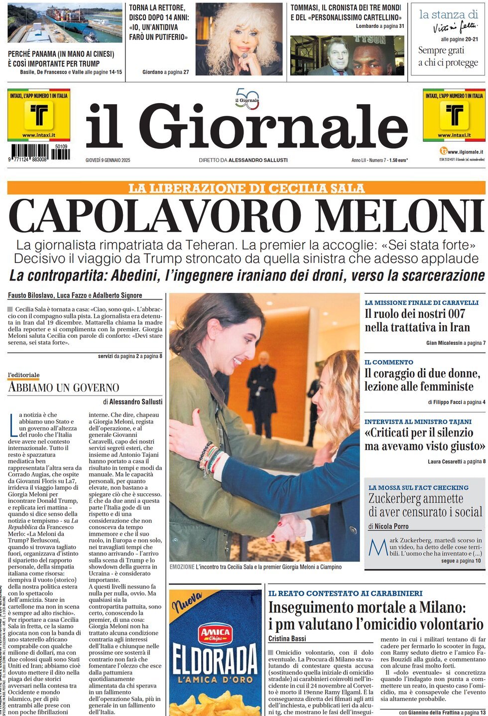 Prima-pagina-libero-edizione-di-oggi-09-01-2025