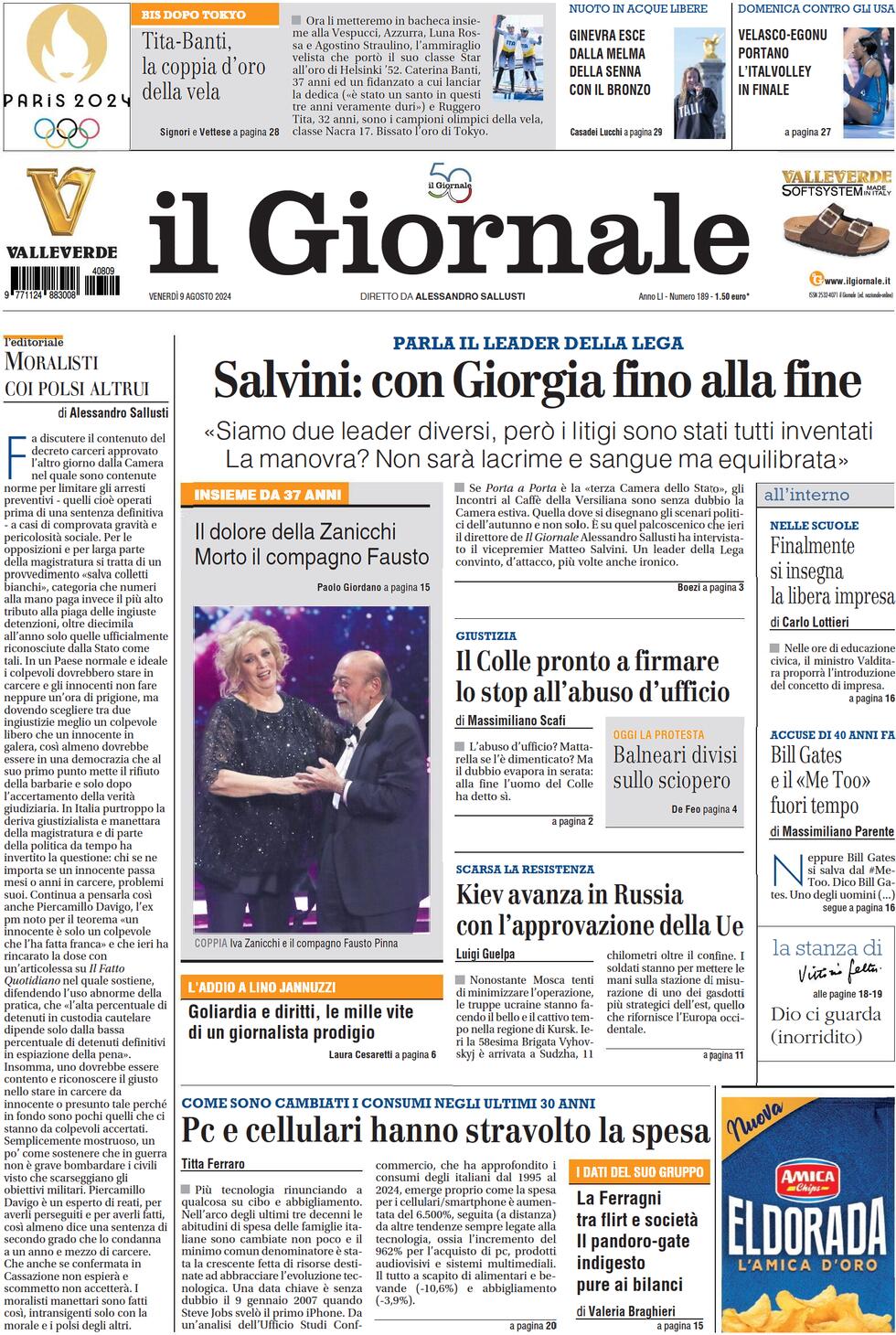 Prima-pagina-libero-edizione-di-oggi-09-08-2024