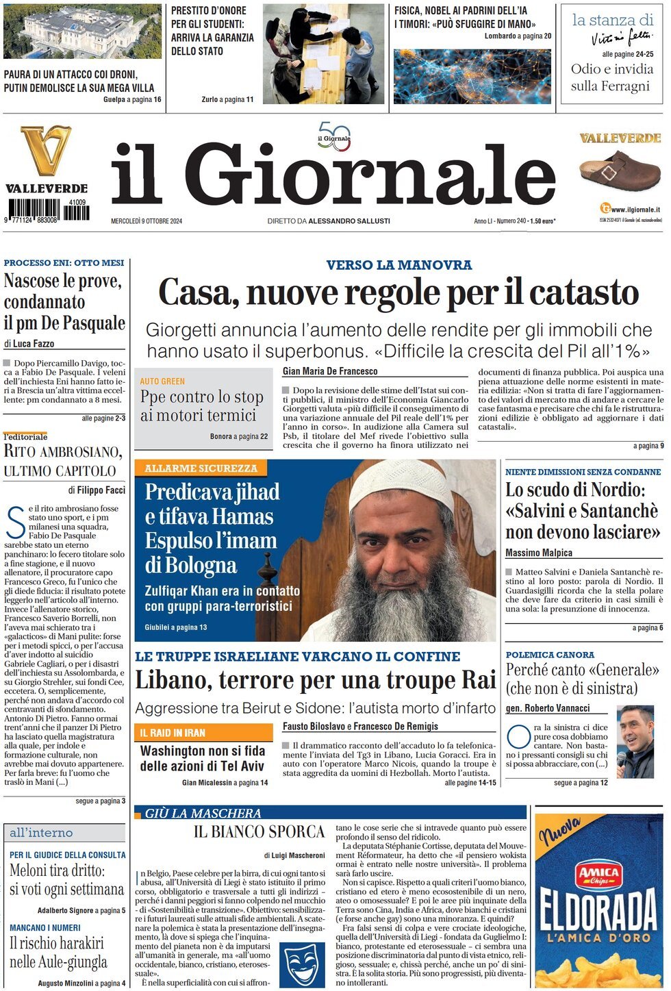 Prima-pagina-libero-edizione-di-oggi-09-10-2024