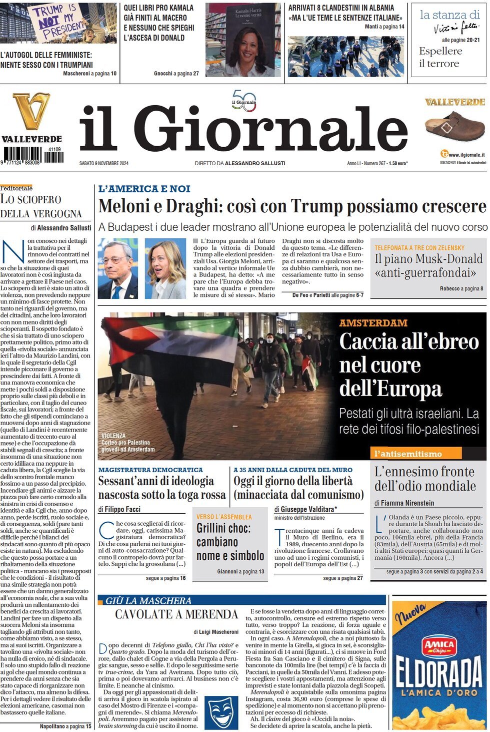 Prima-pagina-libero-edizione-di-oggi-09-11-2024