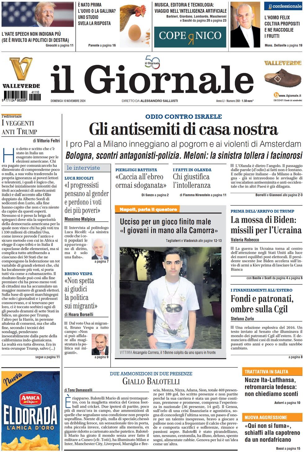 Prima-pagina-libero-edizione-di-oggi-10-11-2024