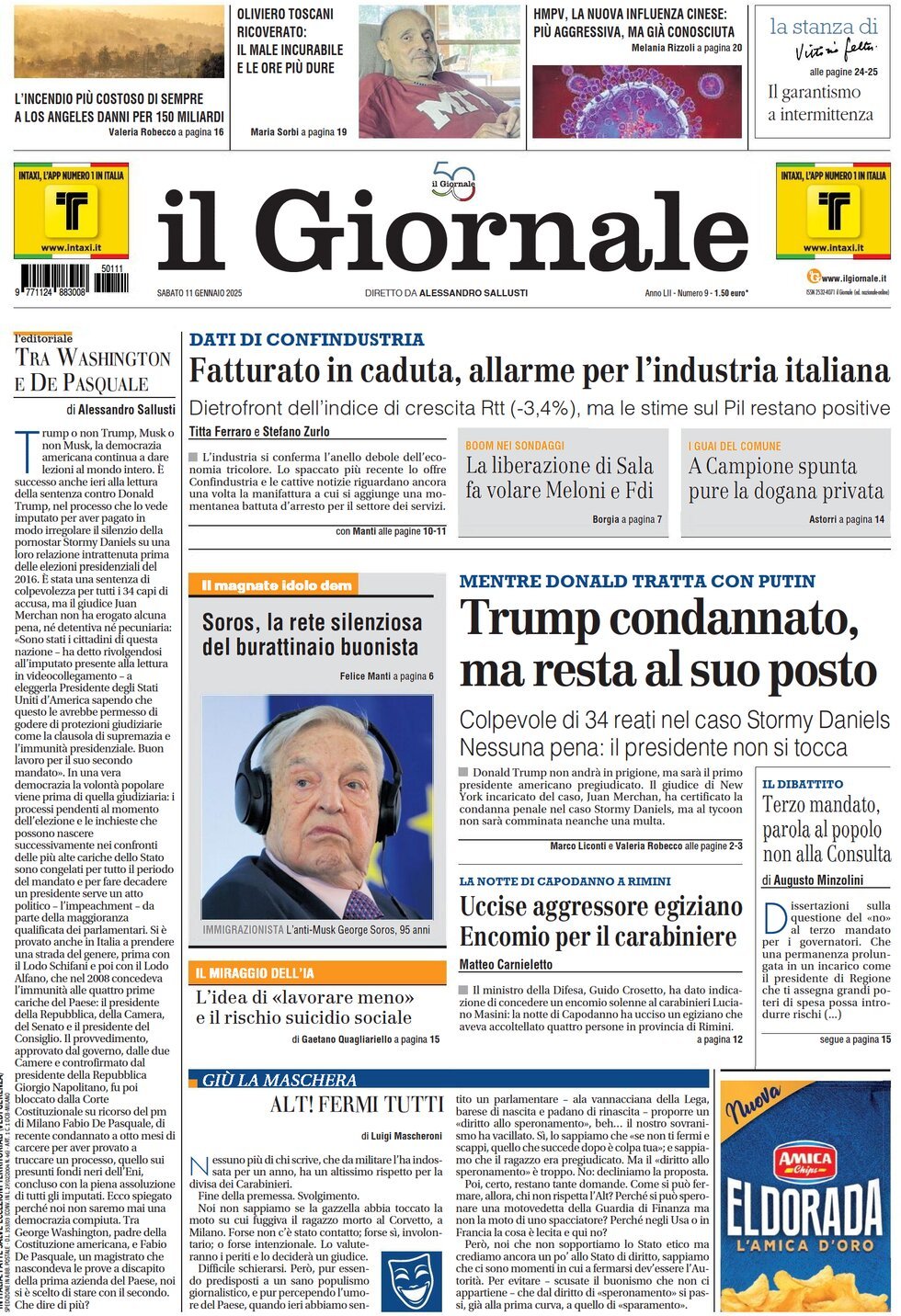 Prima-pagina-libero-edizione-di-oggi-11-01-2025