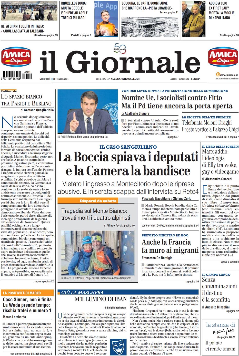 Prima-pagina-libero-edizione-di-oggi-11-09-2024