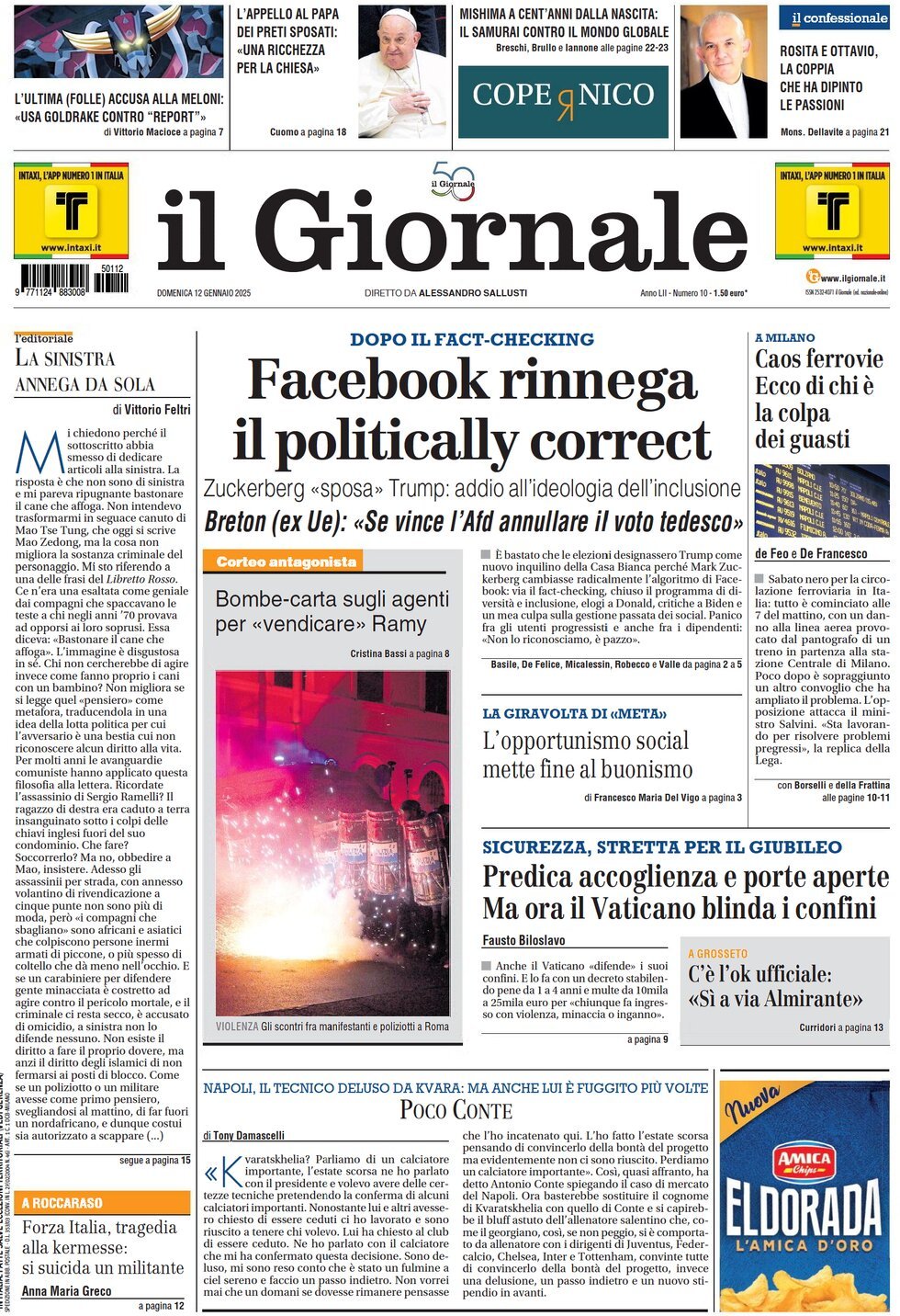 Prima-pagina-libero-edizione-di-oggi-12-01-2025