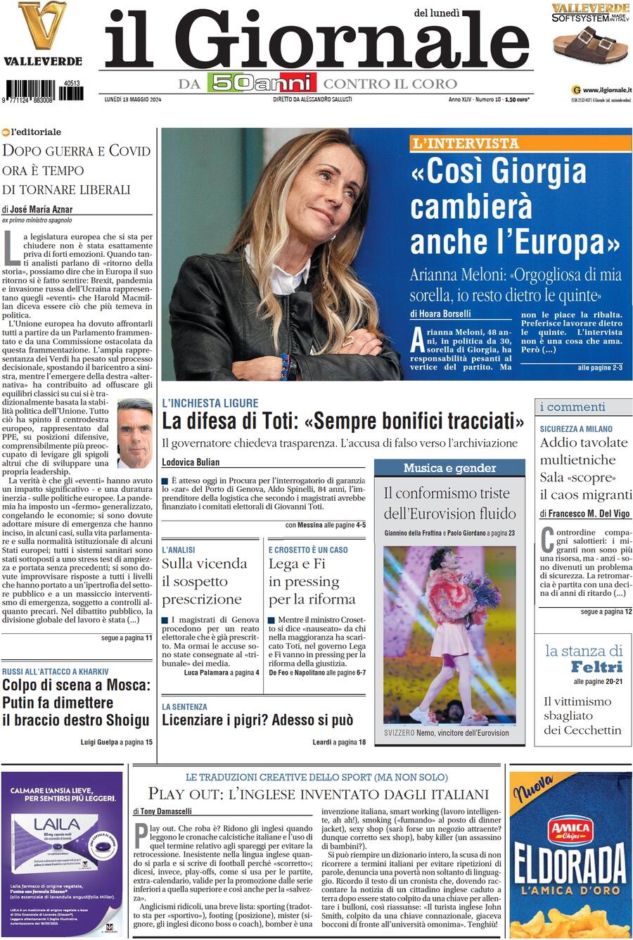 Prima-pagina-libero-edizione-di-oggi-13-05-2024