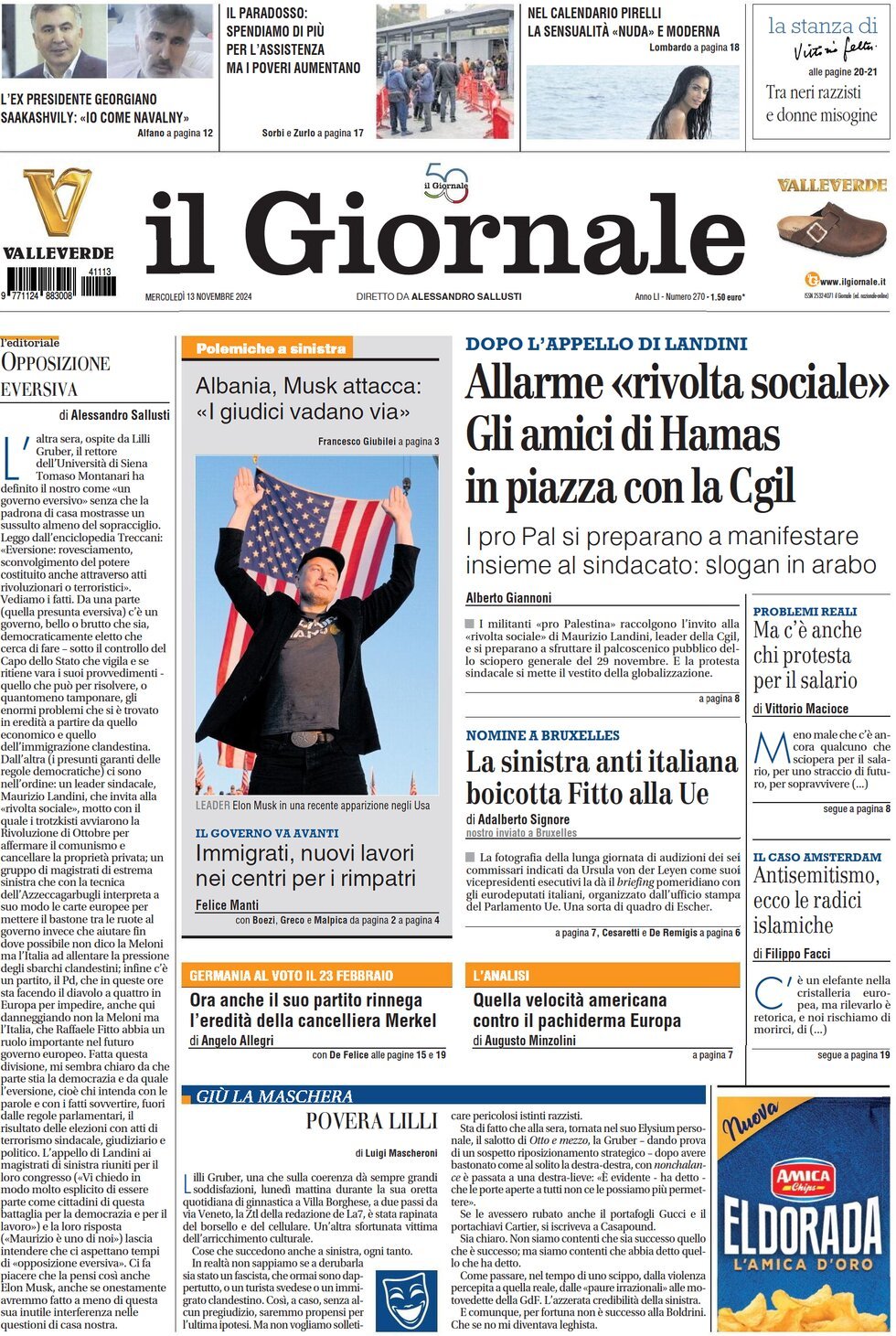 Prima-pagina-libero-edizione-di-oggi-13-11-2024