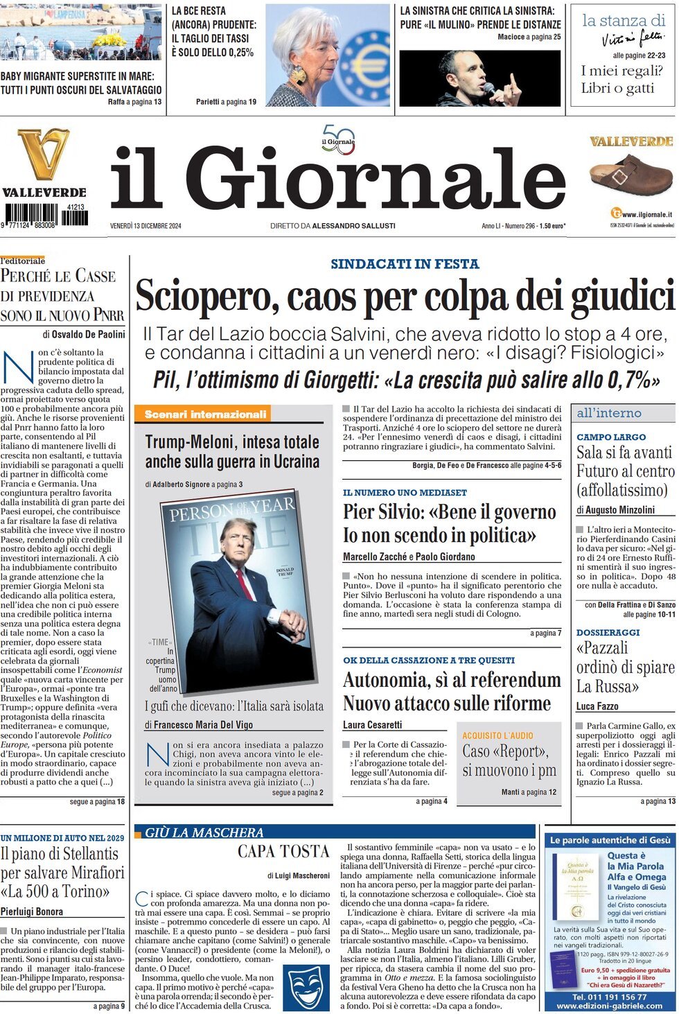 Prima-pagina-libero-edizione-di-oggi-13-12-2024