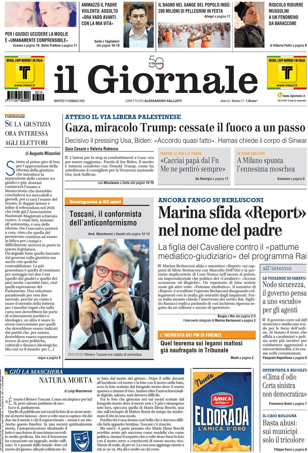 Prima-pagina-libero-edizione-di-oggi-14-01-2025