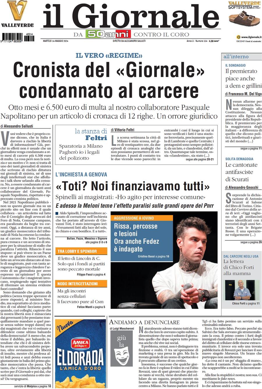 Prima-pagina-libero-edizione-di-oggi-14-05-2024