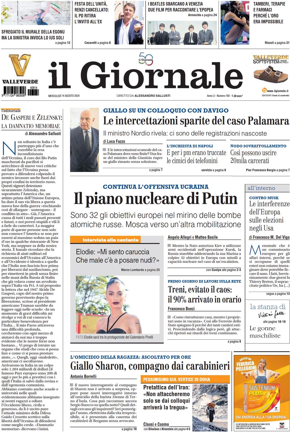 Prima-pagina-libero-edizione-di-oggi-14-08-2024