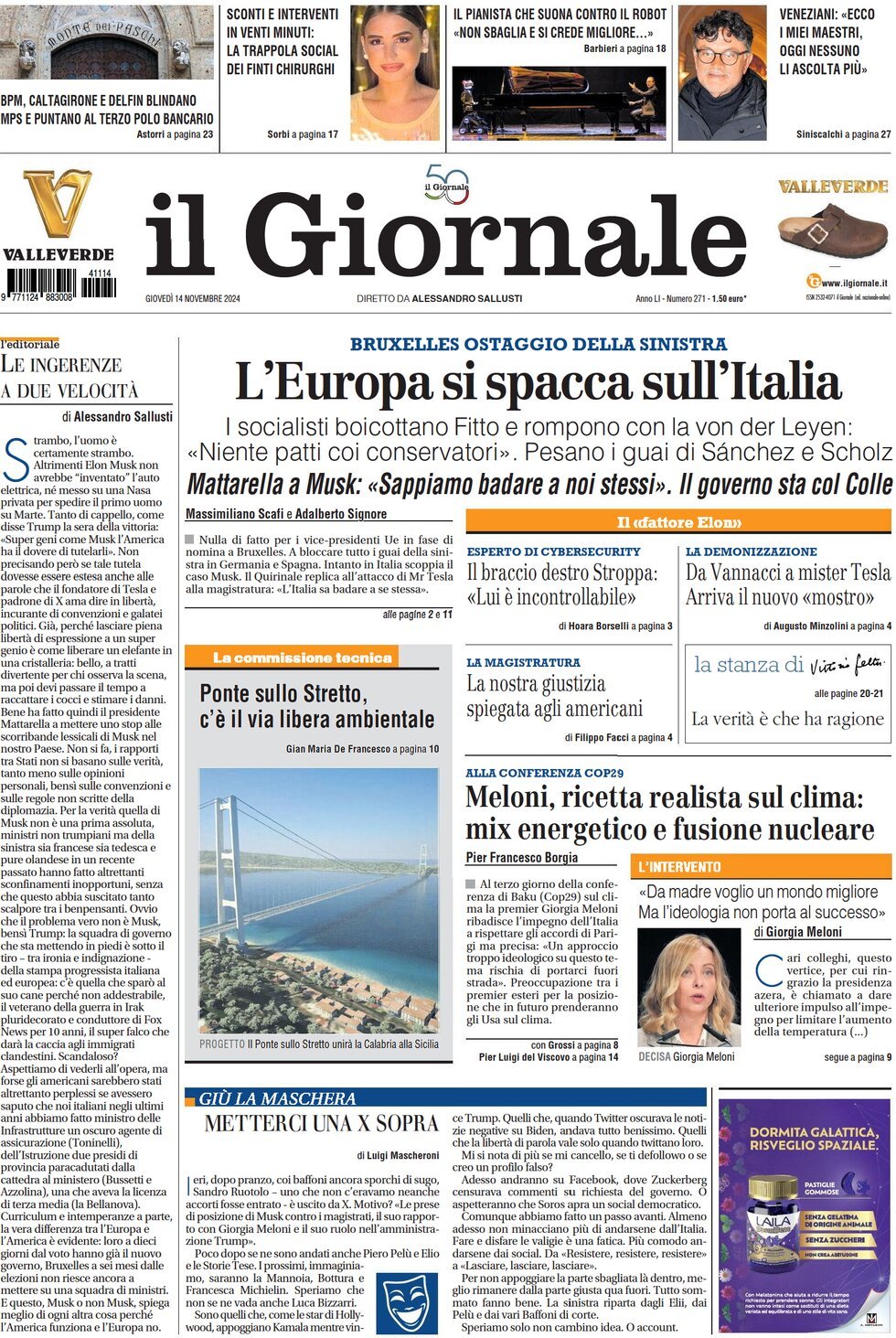 Prima-pagina-libero-edizione-di-oggi-14-11-2024