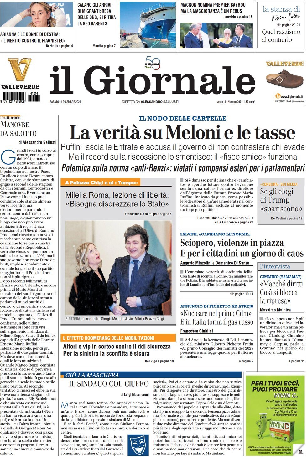 Prima-pagina-libero-edizione-di-oggi-14-12-2024