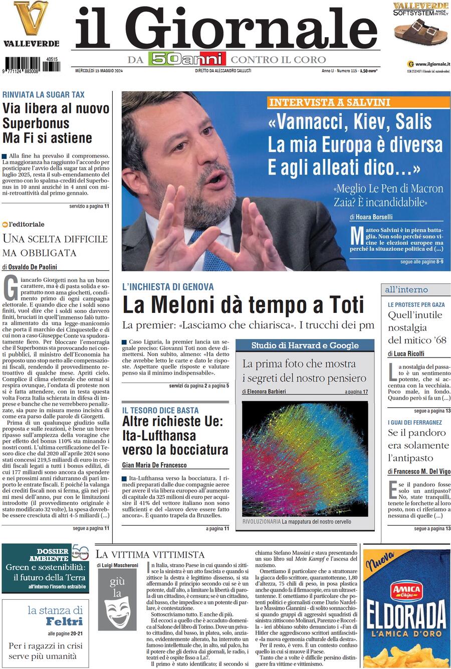 Prima-pagina-libero-edizione-di-oggi-15-05-2024