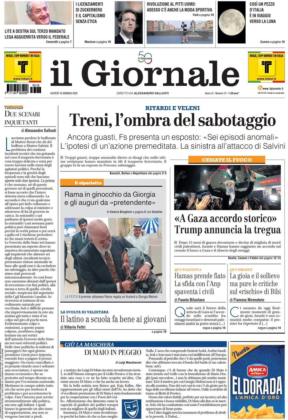 Prima-pagina-libero-edizione-di-oggi-16-01-2025