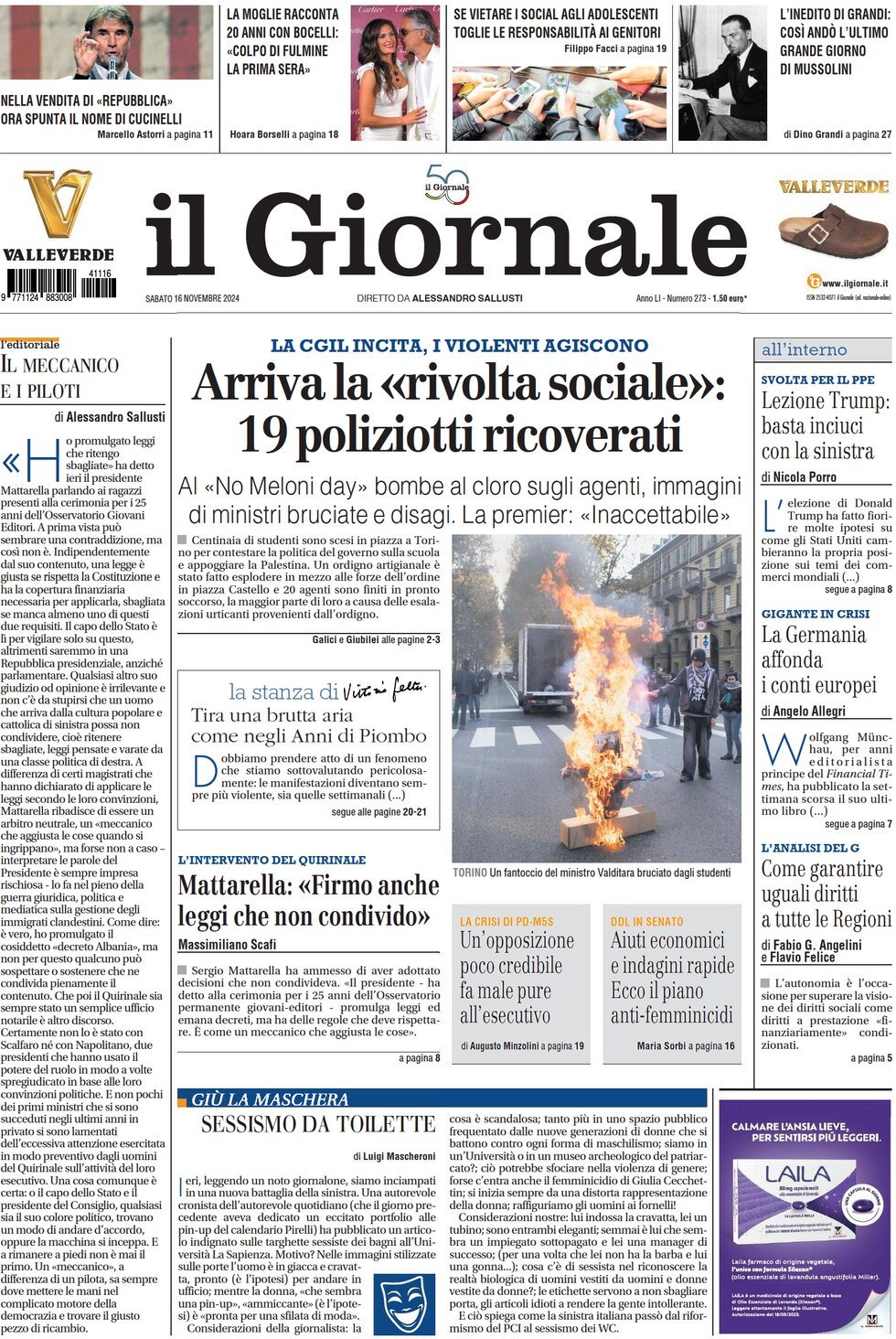 Prima-pagina-libero-edizione-di-oggi-16-11-2024