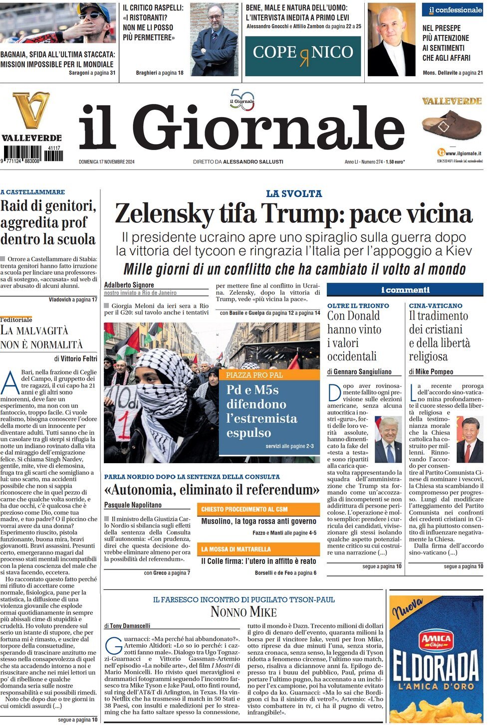 Prima-pagina-libero-edizione-di-oggi-17-11-2024